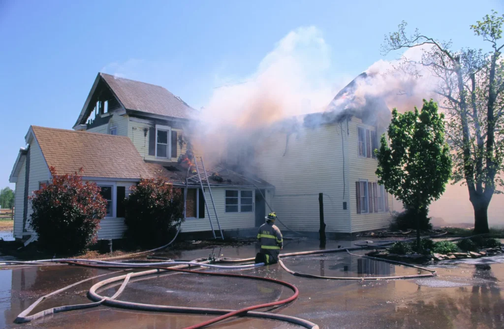 home exterior during fire response