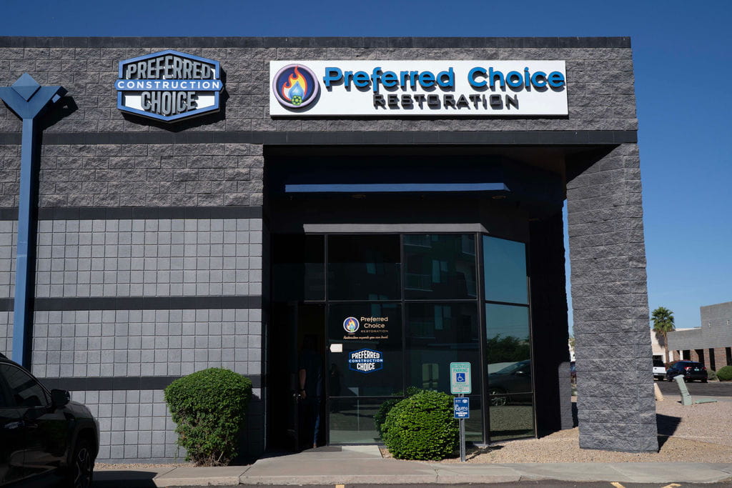 Preferred Choice Restoration headquarters entrance in Gilbert