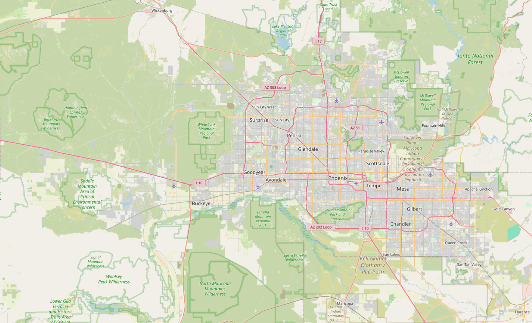 Map of Preferred Choice Restoration service areas across the Phoenix metro.